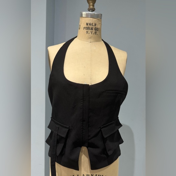 Zara Black Halter Top with Pockets - Picture 1 of 2